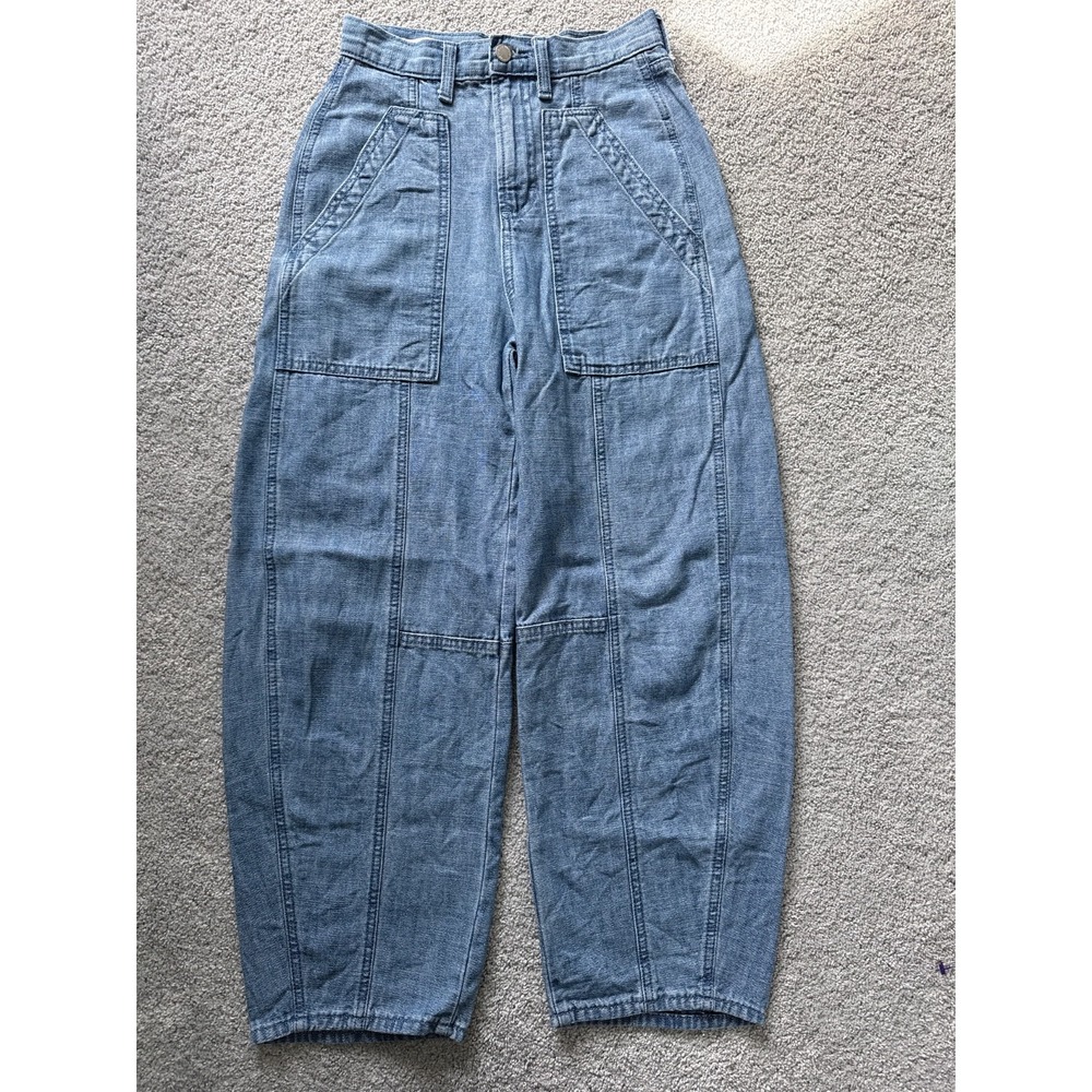 Universal Thread Womens Easy Barrel High Rise Pants Light Cotton Size 00 24x26‎